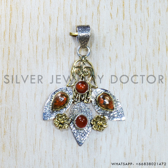Multi Gemstones 925 Sterling Silver Pendant (SJWP-806)