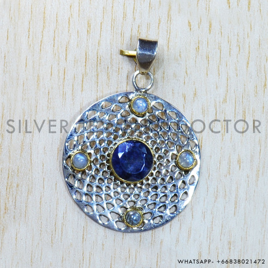 Multi Gemstones 925 Sterling Silver Pendant (SJWP-807)