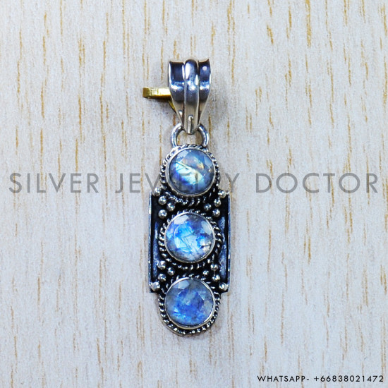 Rainbow Moonstone 925 Sterling Silver Pendant (SJWP-810)