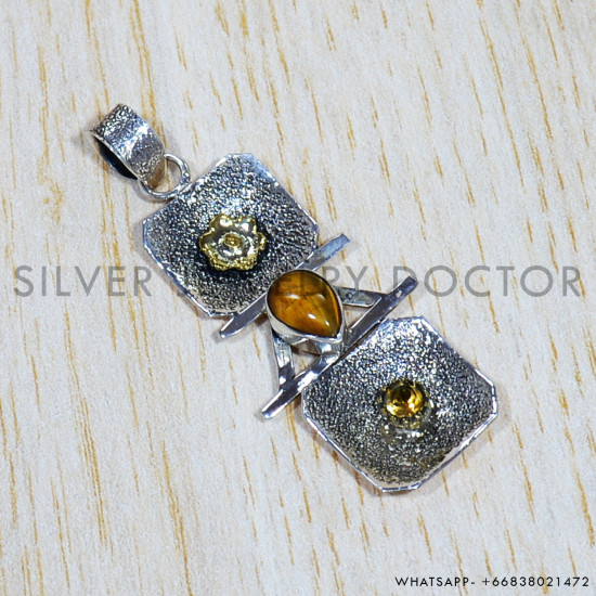 Multi Gemstones 925 Sterling Silver Pendant (SJWP-812)