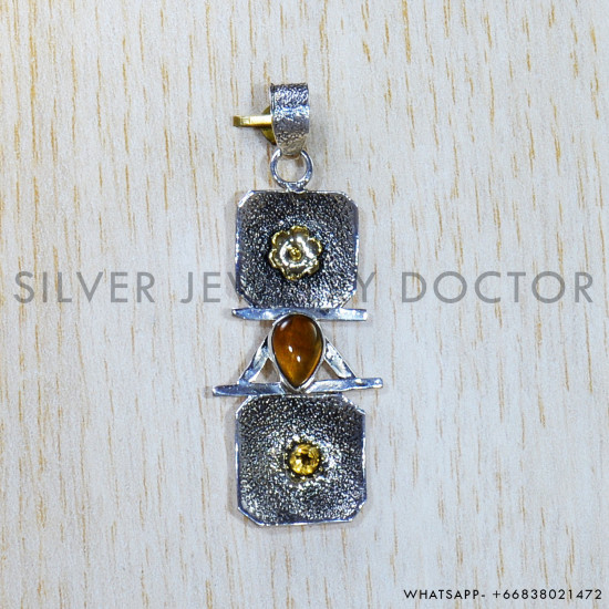 Multi Gemstones 925 Sterling Silver Pendant (SJWP-812)