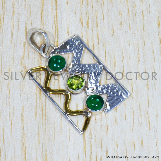 Multi Gemstones 925 Sterling Silver Pendant (SJWP-813)
