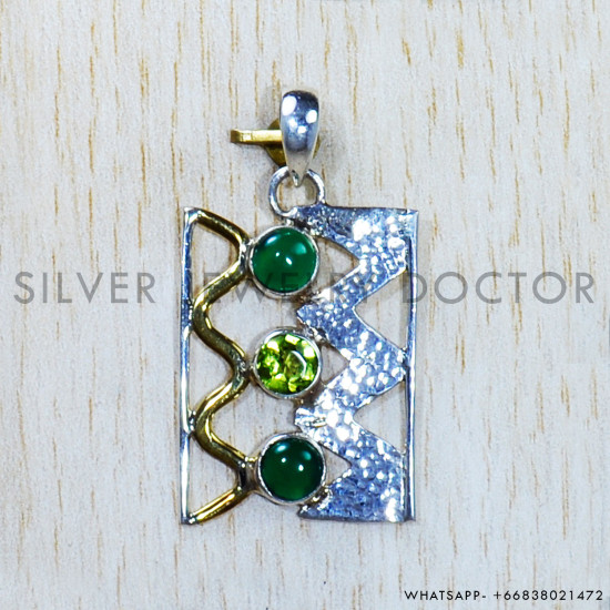 Multi Gemstones 925 Sterling Silver Pendant (SJWP-813)