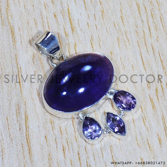 Amethyst 925 Sterling Silver Pendant (SJWP-818)