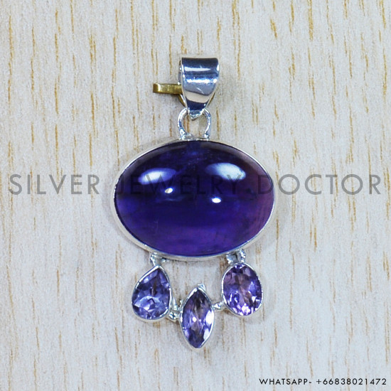 Amethyst 925 Sterling Silver Pendant (SJWP-818)