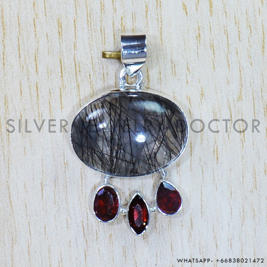 Multi Gemstones 925 Sterling Silver Pendant (SJWP-821)