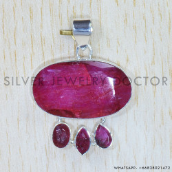 Ruby 925 Sterling Silver Pendant (SJWP-822)