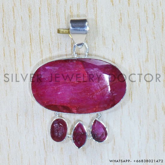 Ruby 925 Sterling Silver Pendant (SJWP-822)