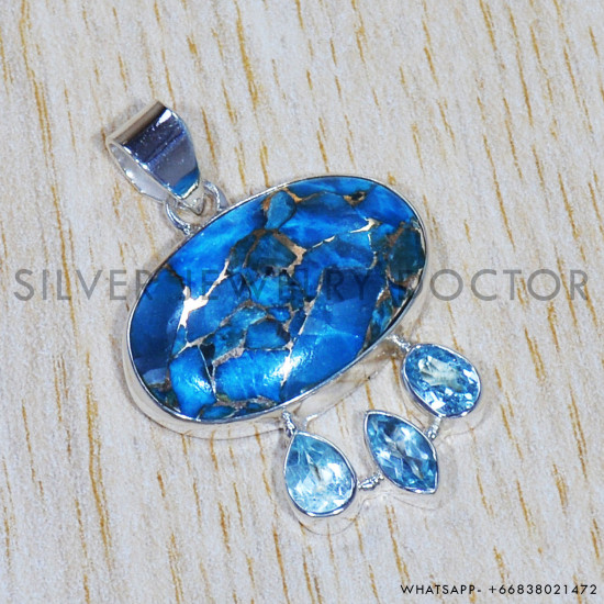 Multi Gemstones 925 Sterling Silver Pendant (SJWP-823)