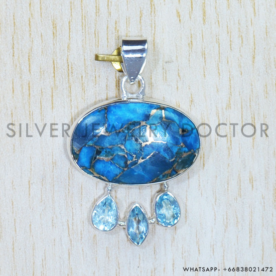 Multi Gemstones 925 Sterling Silver Pendant (SJWP-823)