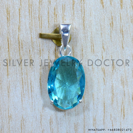 Blue Topaz 925 Sterling Silver Pendant (SJWP-825) Blue Topaz 925 Sterling Silver Pendant (SJWP-825)