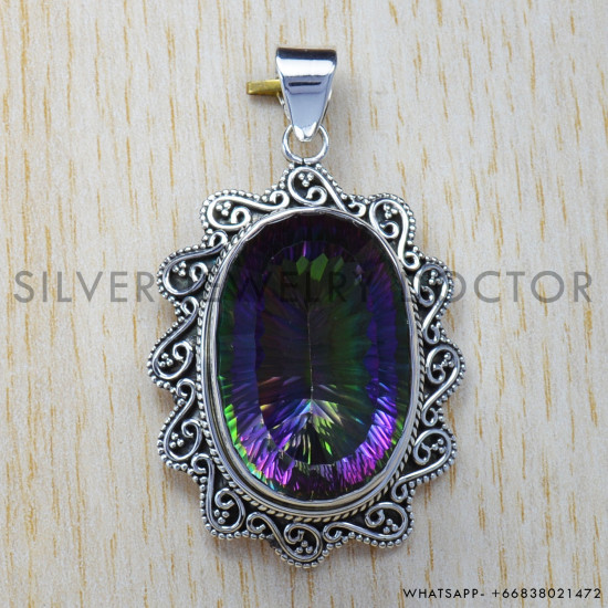 Mystic Topaz 925 Sterling Silver Pendant (SJWP-83) Mystic Topaz 925 Sterling Silver Pendant (SJWP-83)