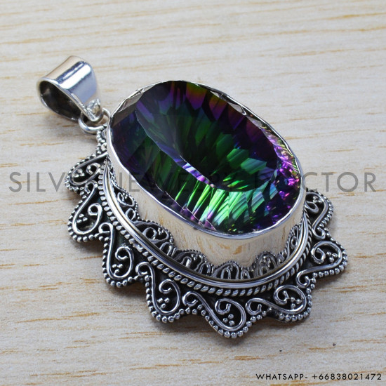 Mystic Topaz 925 Sterling Silver Pendant (SJWP-83) Mystic Topaz 925 Sterling Silver Pendant (SJWP-83)