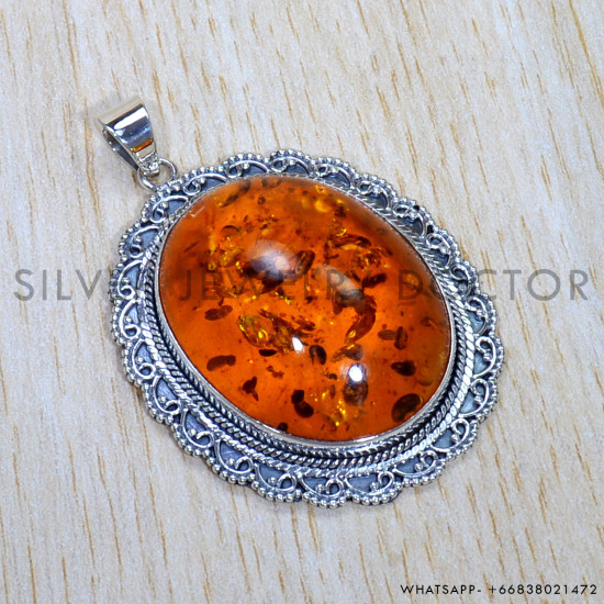 Amber 925 Sterling Silver Pendant (SJWP-838) Amber 925 Sterling Silver Pendant (SJWP-838)
