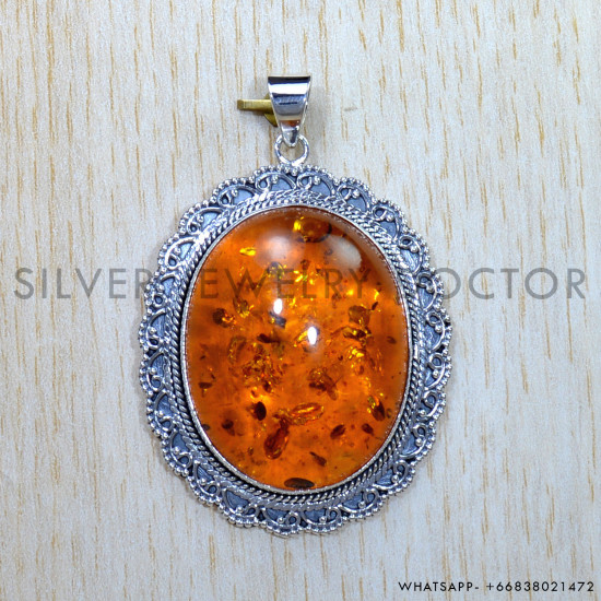 Amber 925 Sterling Silver Pendant (SJWP-838) Amber 925 Sterling Silver Pendant (SJWP-838)