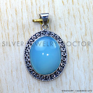 Blue Chacedony 925 Sterling Silver Pendant (SJWP-843) Blue Chacedony 925 Sterling Silver Pendant (SJWP-843)