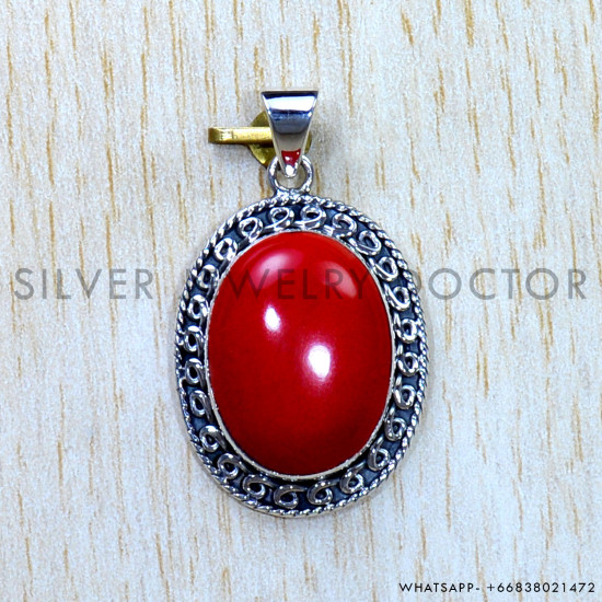 Coral 925 Sterling Silver Pendant (SJWP-847)