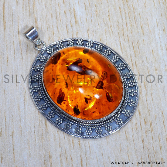 Amber 925 Sterling Silver Pendant (SJWP-855) Amber 925 Sterling Silver Pendant (SJWP-855)