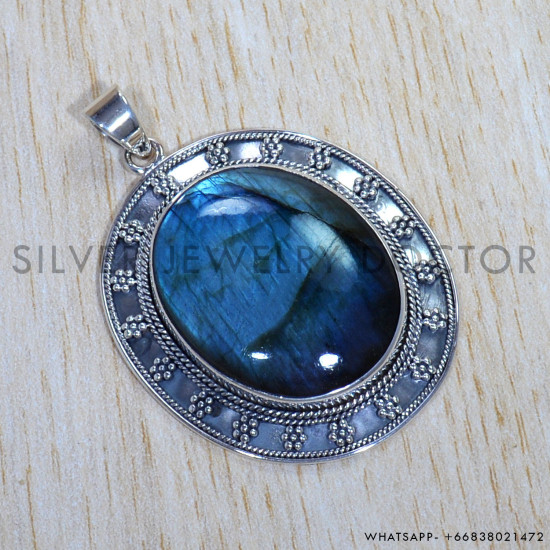 Labradorite 925 Sterling Silver Pendant (SJWP-857) Labradorite 925 Sterling Silver Pendant (SJWP-857)