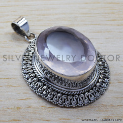 Rose Quartz 925 Sterling Silver Pendant (SJWP-86)