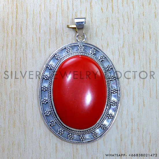 Anniversary Gift Jewelry Coral Gemstone 925 Sterling Silver Pendant SJWP-860 Anniversary Gift Jewelry Coral Gemstone 925 Sterling Silver Pendant SJWP-860