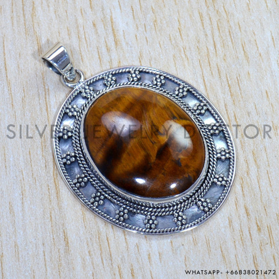 Tiger Eye 925 Sterling Silver Pendant (SJWP-862) Tiger Eye 925 Sterling Silver Pendant (SJWP-862)