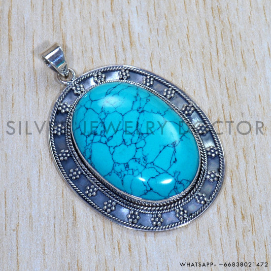 Turquoise 925 Sterling Silver Pendant (SJWP-868) Turquoise 925 Sterling Silver Pendant (SJWP-868)