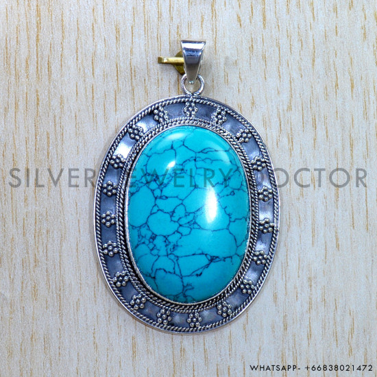 Turquoise 925 Sterling Silver Pendant (SJWP-868) Turquoise 925 Sterling Silver Pendant (SJWP-868)