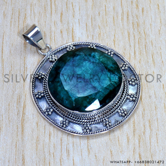 Emerald 925 Sterling Silver Pendant (SJWP-871) Emerald 925 Sterling Silver Pendant (SJWP-871)