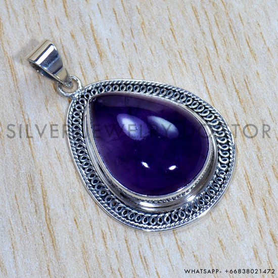 Amethyst 925 Sterling Silver Pendant (SJWP-872)