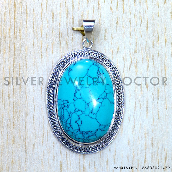 Turquoise 925 Sterling Silver Pendant (SJWP-878) Turquoise 925 Sterling Silver Pendant (SJWP-878)