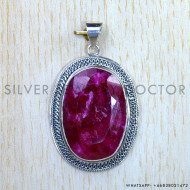 925 Real Sterling Silver Anniversary Gift Jewelry Ruby Gemstone Pendant SJWP-881