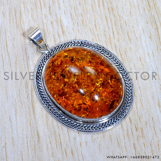 Amber 925 Sterling Silver Pendant (SJWP-884) Amber 925 Sterling Silver Pendant (SJWP-884)