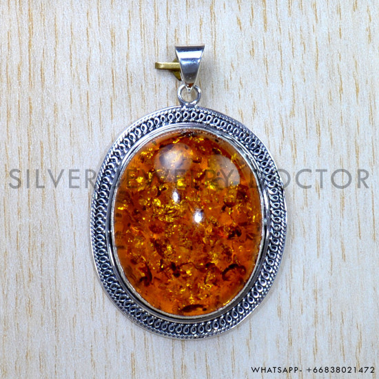 Amber 925 Sterling Silver Pendant (SJWP-884) Amber 925 Sterling Silver Pendant (SJWP-884)