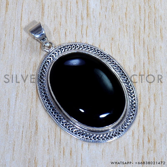 Black Onyx 925 Sterling Silver Pendant (SJWP-885) Black Onyx 925 Sterling Silver Pendant (SJWP-885)