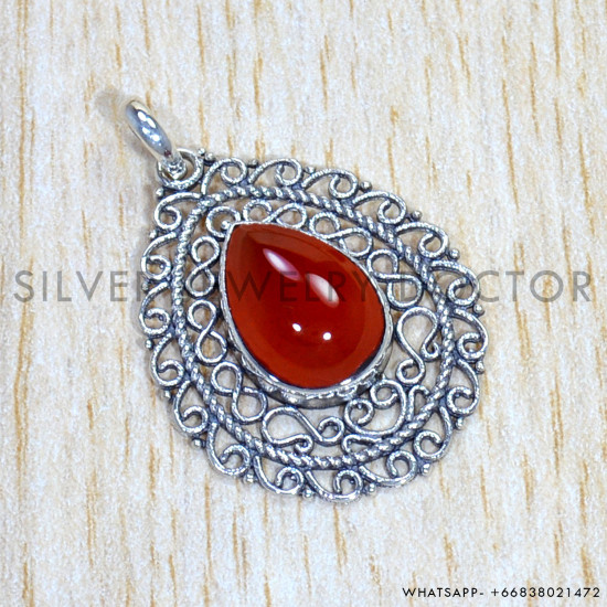 Carnelian 925 Sterling Silver Pendant (SJWP-892)