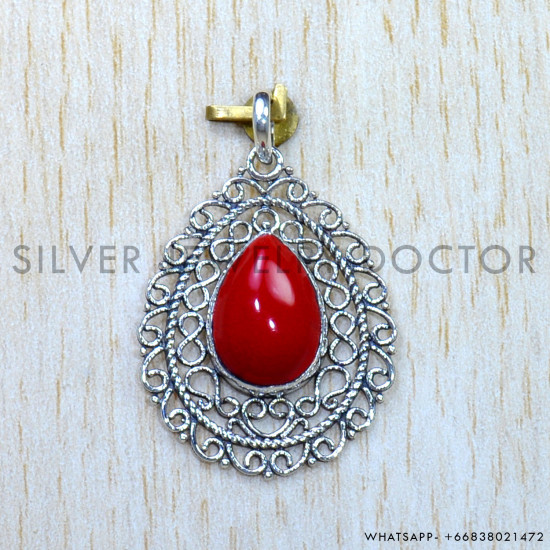 Coral 925 Sterling Silver Pendant (SJWP-893) Coral 925 Sterling Silver Pendant (SJWP-893)