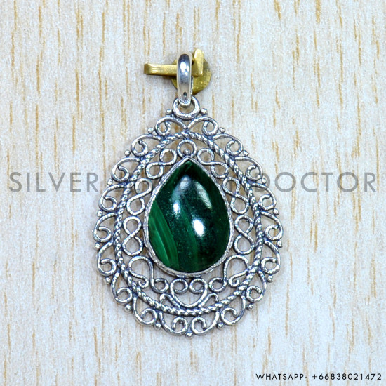 Malachite 925 Sterling Silver Pendant (SJWP-894) Malachite 925 Sterling Silver Pendant (SJWP-894)
