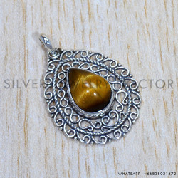 Tiger Eye 925 Sterling Silver Pendant (SJWP-895)