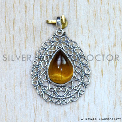 Tiger Eye 925 Sterling Silver Pendant (SJWP-895)