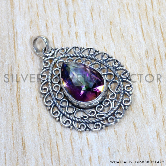 Mystic Topaz 925 Sterling Silver Pendant (SJWP-897) Mystic Topaz 925 Sterling Silver Pendant (SJWP-897)