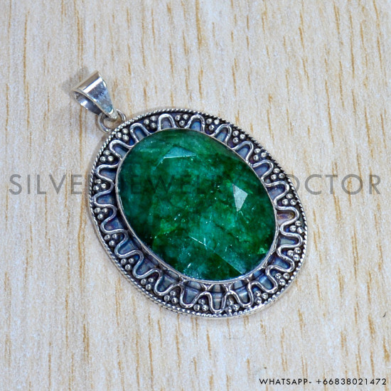Emerald 925 Sterling Silver Pendant (SJWP-899) Emerald 925 Sterling Silver Pendant (SJWP-899)