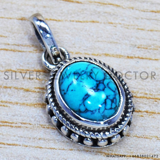 Turquoise 925 Sterling Silver Pendant (SJWP-90) Turquoise 925 Sterling Silver Pendant (SJWP-90)