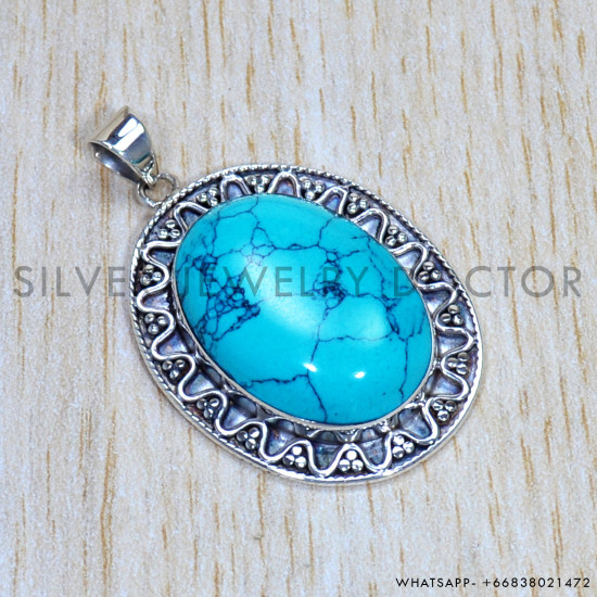 Turquoise 925 Sterling Silver Pendant (SJWP-901) Turquoise 925 Sterling Silver Pendant (SJWP-901)