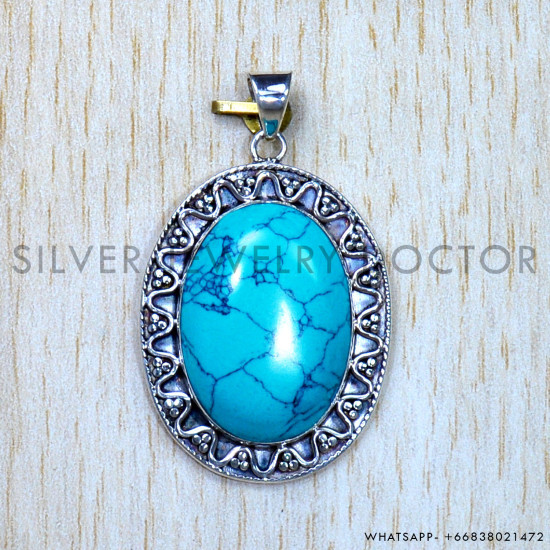 Turquoise 925 Sterling Silver Pendant (SJWP-901) Turquoise 925 Sterling Silver Pendant (SJWP-901)