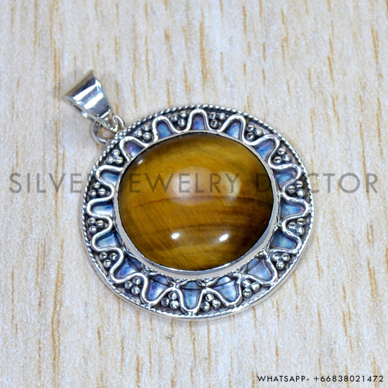 Tiger Eye 925 Sterling Silver Pendant (SJWP-902) Tiger Eye 925 Sterling Silver Pendant (SJWP-902)