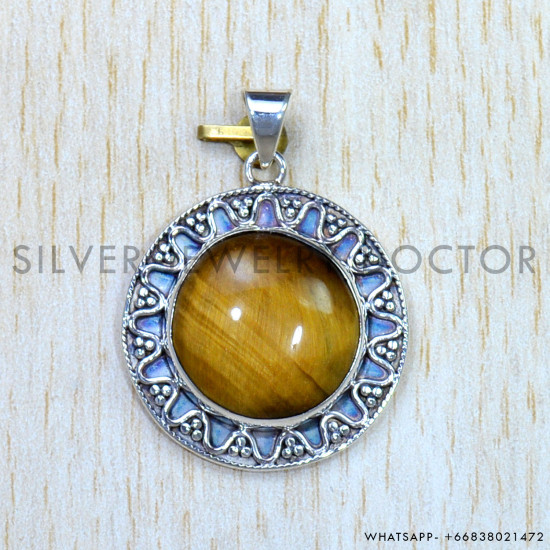 Tiger Eye 925 Sterling Silver Pendant (SJWP-902) Tiger Eye 925 Sterling Silver Pendant (SJWP-902)