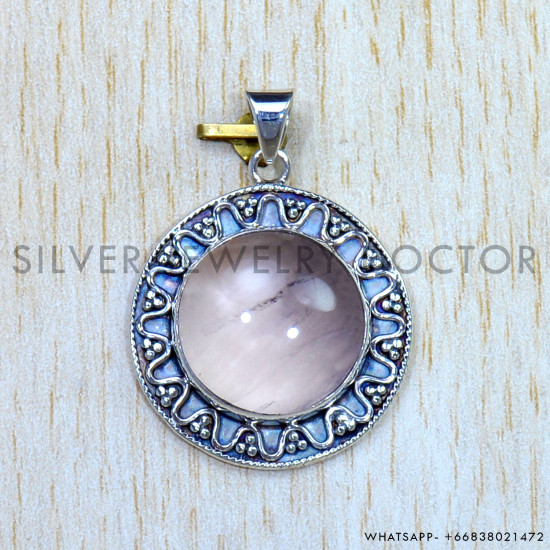 Rose Quartz 925 Sterling Silver Pendant (SJWP-904) Rose Quartz 925 Sterling Silver Pendant (SJWP-904)