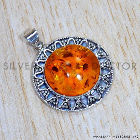 Amber 925 Sterling Silver Pendant (SJWP-910) Amber 925 Sterling Silver Pendant (SJWP-910)