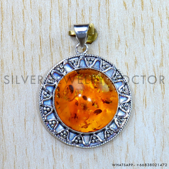 Amber 925 Sterling Silver Pendant (SJWP-910) Amber 925 Sterling Silver Pendant (SJWP-910)